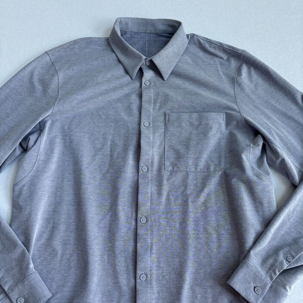 Lululemon Commission Long Sleeve Shirt Mens XL Blue Pocket Performance Stretch - Picture 2 of 8